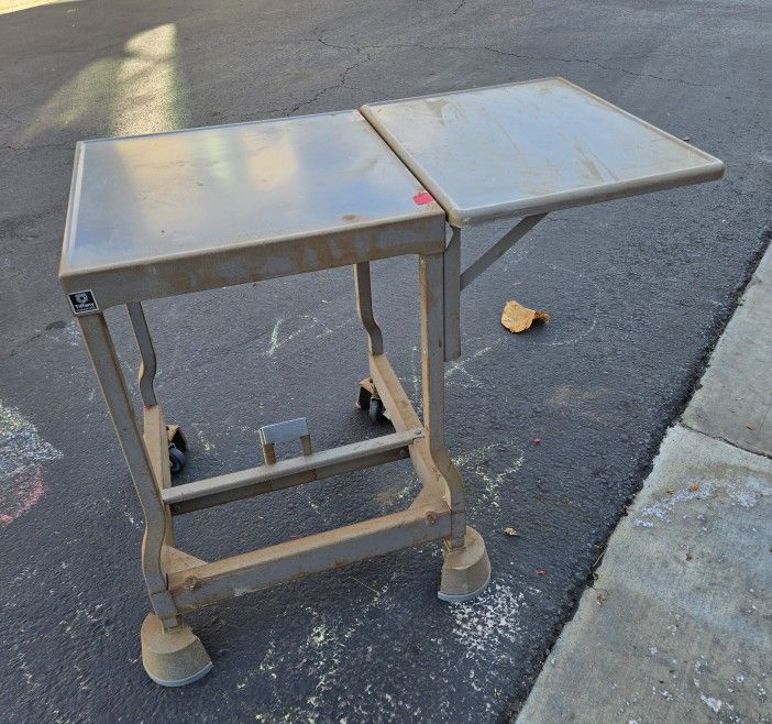 Tiffany Industries Vintage Typewriter Table Metal Steel Leaf Rolling Side Top