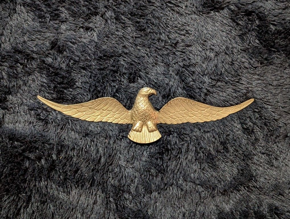 Vintage Mid-Century Brass American Bald Eagle Wall Plaque – 16" Wingspan