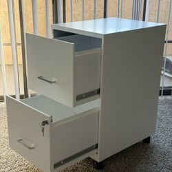 Filing Cabinet - White Metal, Locking, 2 Drawers