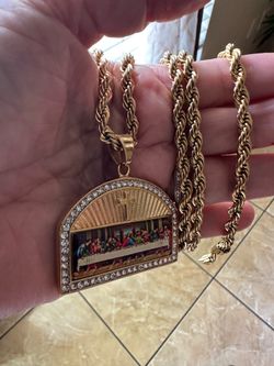 Rope chain in stainless steel with last supper pendant
