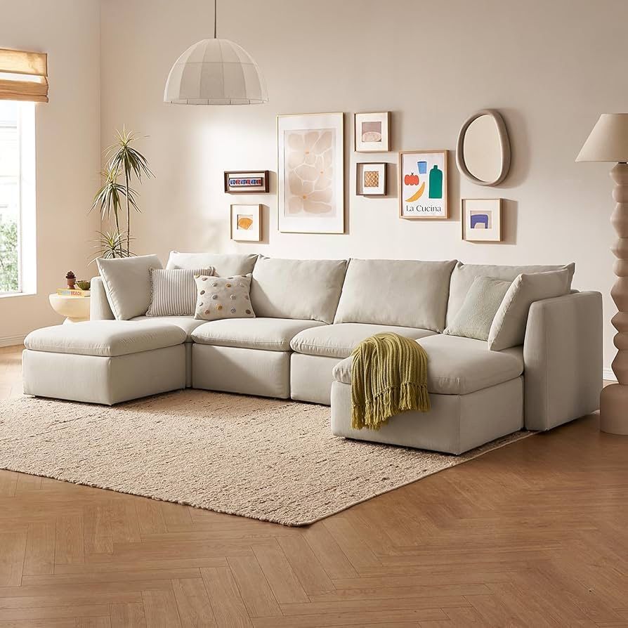 2106-OAT Oversized Modular Sectional Sofa with Fully Removable Covers and Storage, Convertible U, L-Shaped and Sleeper Sectional, Modern Couches with