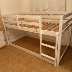 Kids Wooden Bunk Bed – Sturdy Twin Over Twin Frame (No Mattresses)