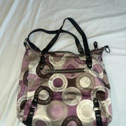 Coach Snaphead Print Alexandra Satin Shoulder Multicolor Large