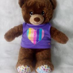 Build A Bear Workshop Happy Birthday 17" Brown Bear With Rainbow  Heart