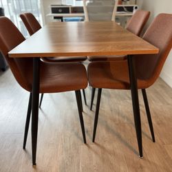 Elegant Dining Table with 4 Chairs Set