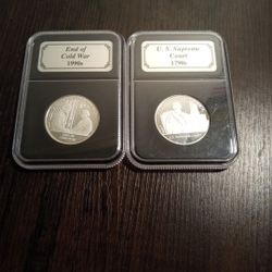 Two 1/2 Oz Silver Rounds. American History Silver Bullion Collection 