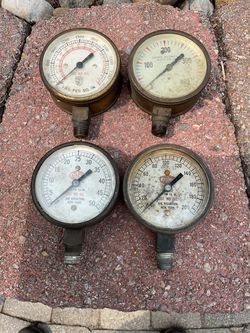 Vintage BRASS PRESSURE GAUGES