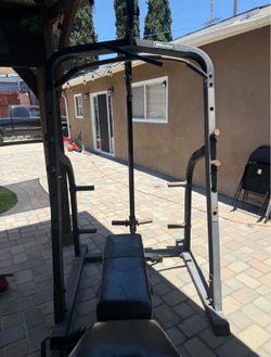 Workout rack with bench