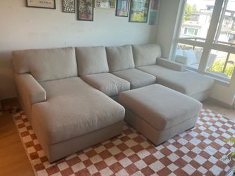 Double chaise sectional with ottoman