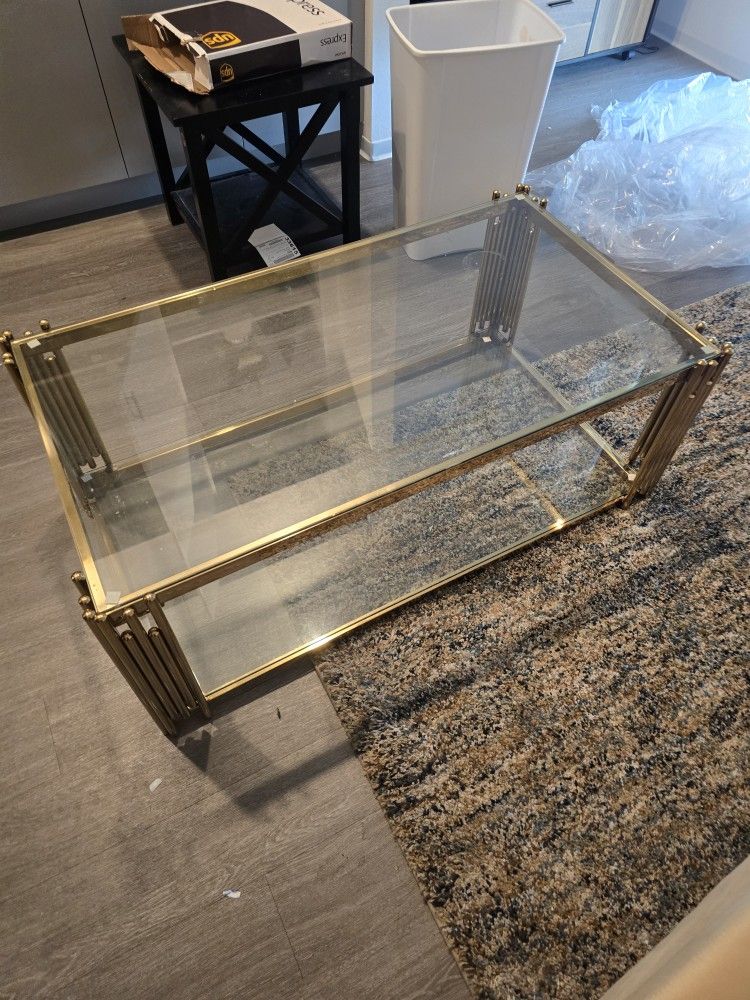 Henf Modern Rectangular Glass Coffee Table 