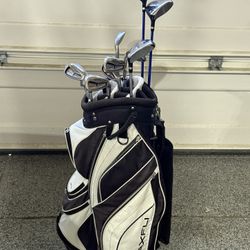 GOLF SET STRATA PLUS Driver 3 wood 4 hybrid 6-SW Putter Maxfli Bag Balls Tees