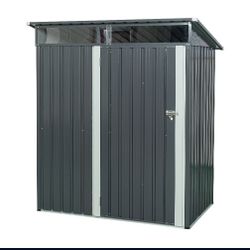 5ft x 3ft Outdoor Metal Storage Shed Transparent plate Gray