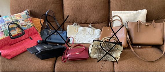 Designer & Genuine Exotic Leather Handbag Lot (5 Bags) - Coach, Tory Burch & More Purses