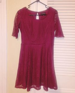 Party Burgundy Lace Dress Women's Size Small