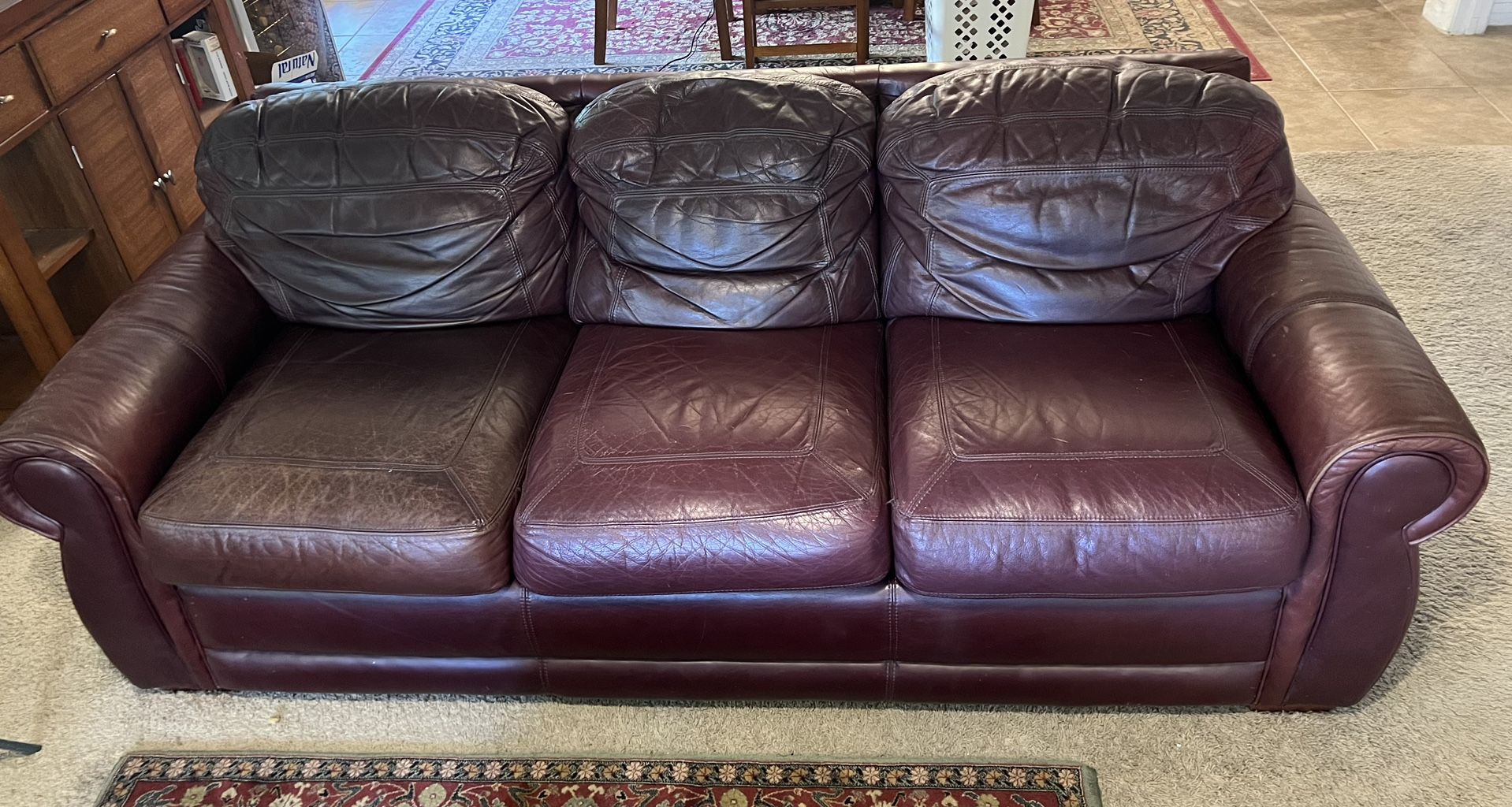 Leather sofa and loveseat