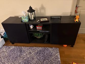 Black Wood TV Stand / Media Console. 6ftW, and 2.4ft tall