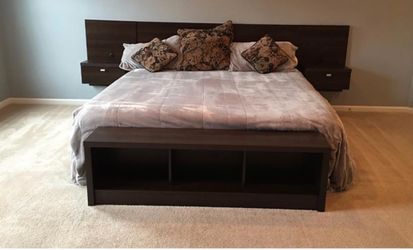 New condition - Wood Floating King Headboard with Nightstands, Espresso