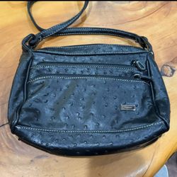 Koltov Black Faux Ostrich Crossbody Purse