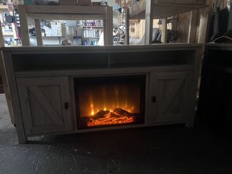 New Farmhouse Electric Fireplace Heat Remote Control 