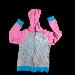 Kids Grey, Pink and Blue  Nike Hoodie Size Large