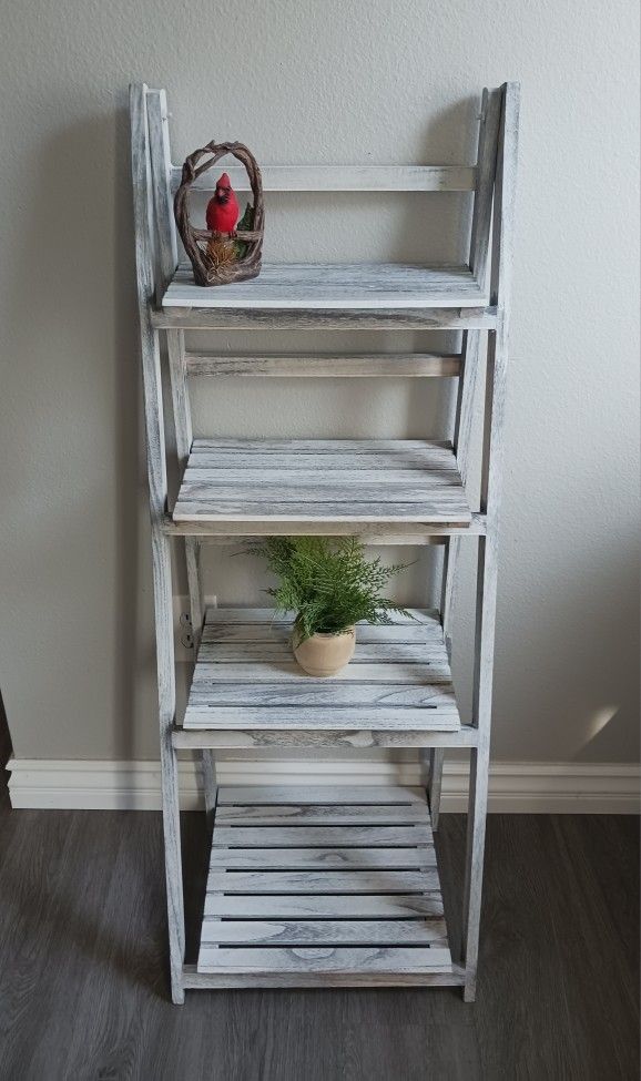 4-Tier Wooden Ladder Shelf