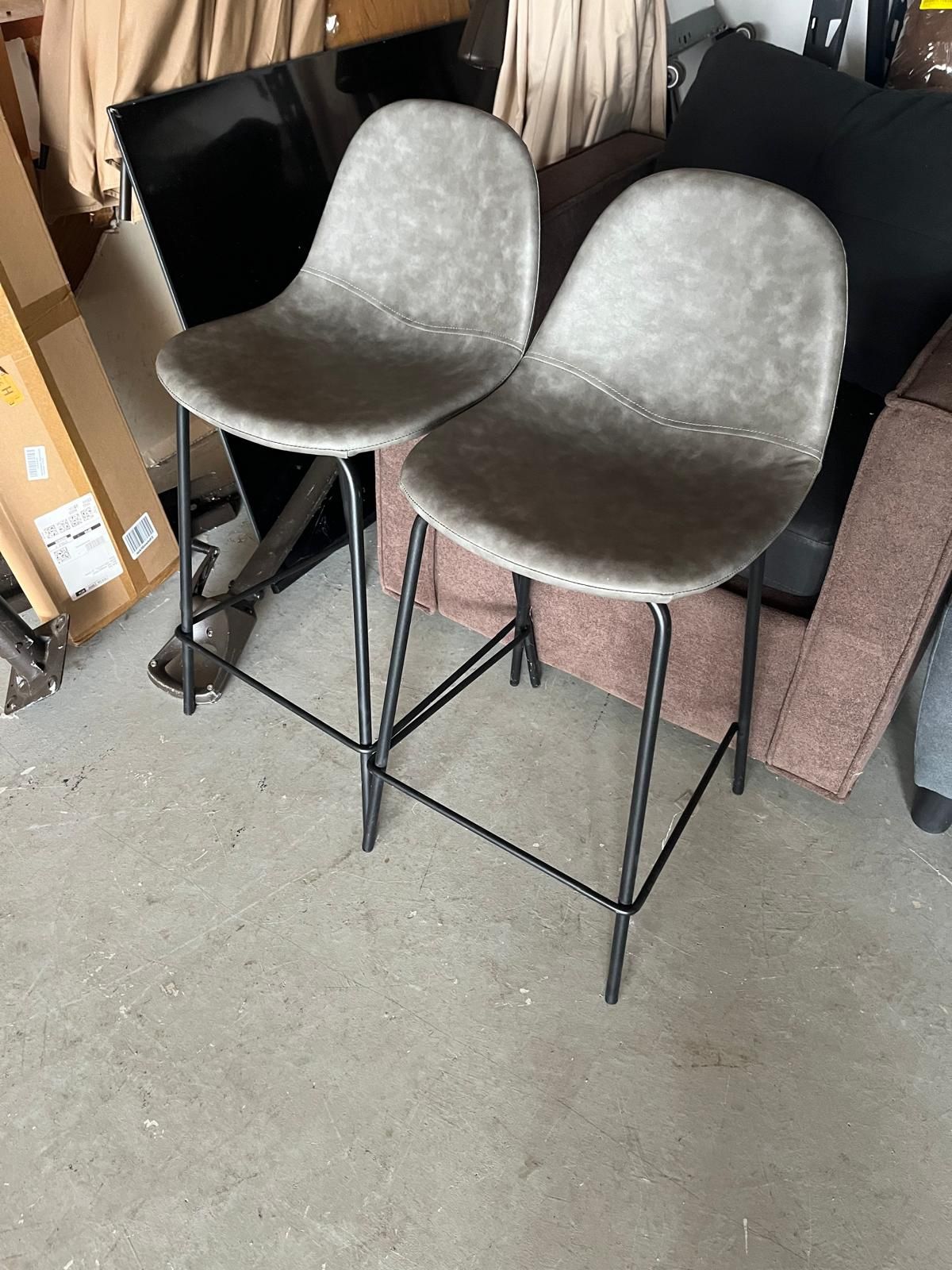 Grey Counter Height Set Of 2 Bar Stools