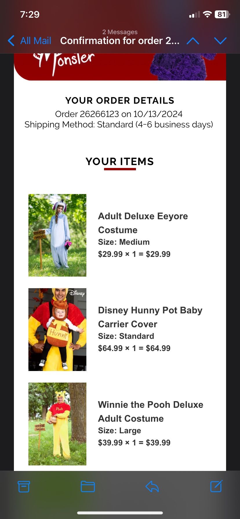 Winnie The Pooh & Eyeore Plus Baby Carrier 3 Costumes 