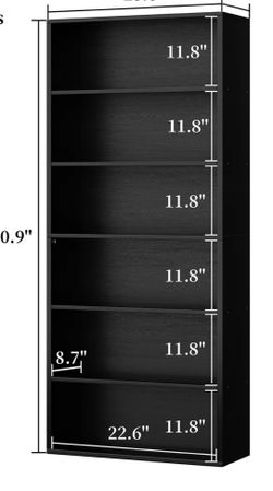 Black 6-Shelf Bookcase