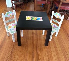 Kids table set hand painted chairs