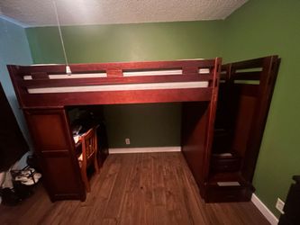 Loft bed with stairs and desk