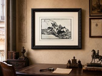 SPANIARDS HUNTED BULLS ON HORSEBACK Original Antique Vintage Fine Art GOYA Print of Etching 1960’s Spain Printed Collectible Ephemera HILLCREST