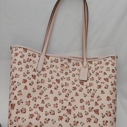 Coach Bag Pink With Flowers Purse Tote