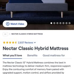 Nectar Classic Hybrid Mattress Cal King New $300