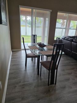 Glass Top Dining Table with 4 Chairs