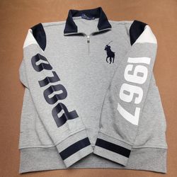 Polo Ralph Lauren Men's Grey and Navy Sweatshirt