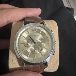 Armani Watch With brown leather strap