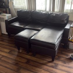 Black Leather Couch 