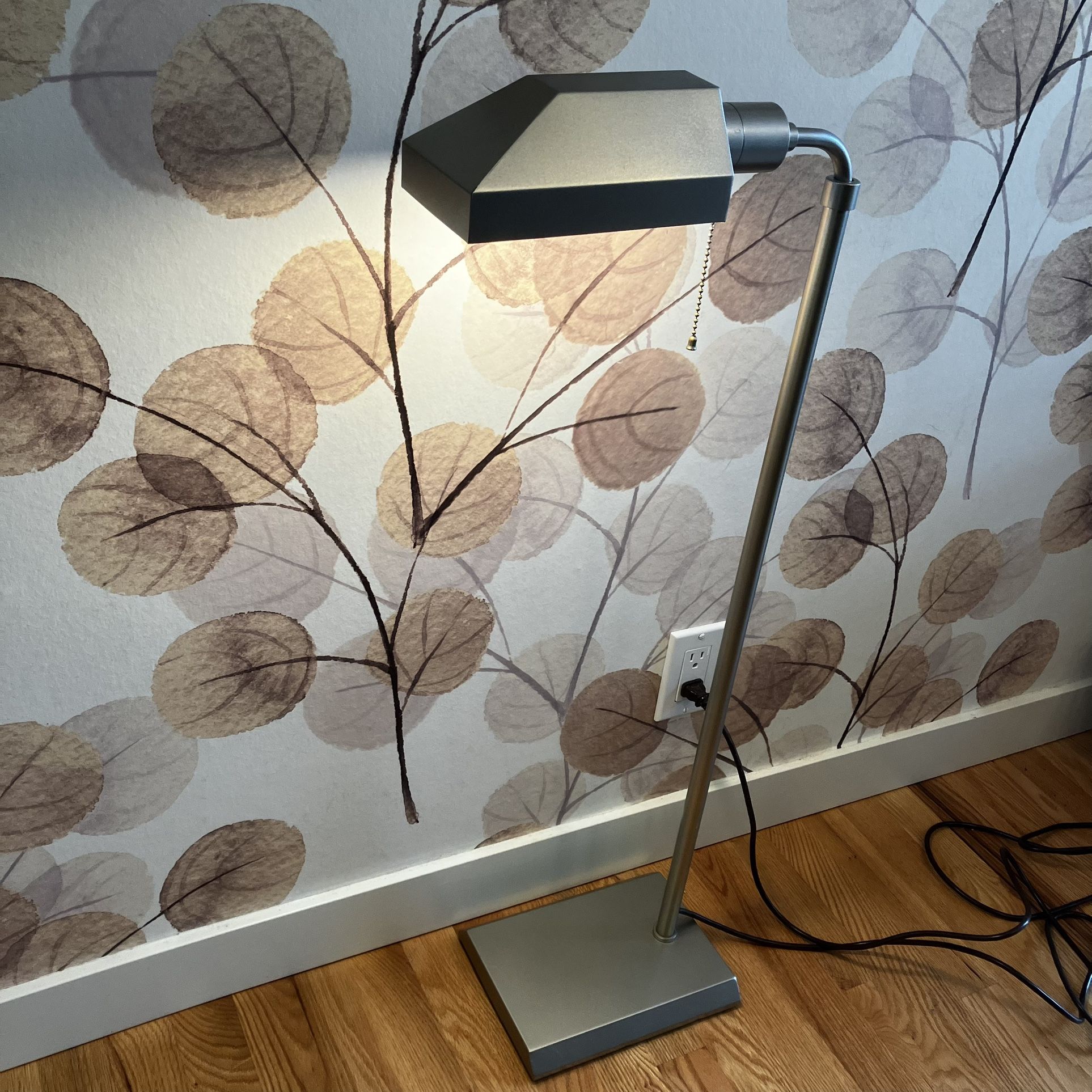 Brass Mid Century Adjustable Task Floor Lamp With Pull Chain