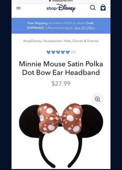 Disney Parks Disneyland Minnie Mouse Satin Polka Dot Bow Ear Headband