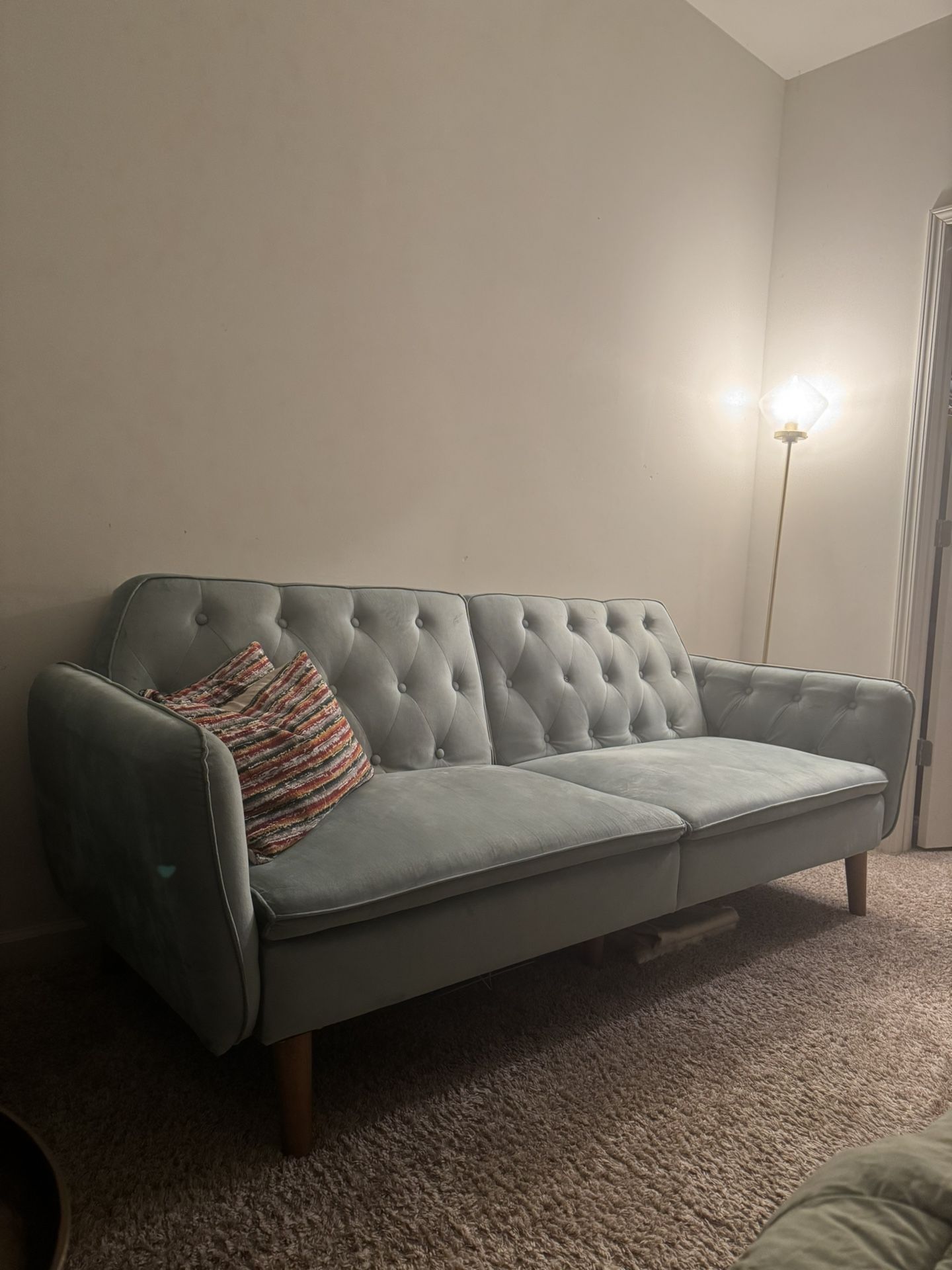 Light Green Velvet Futon
