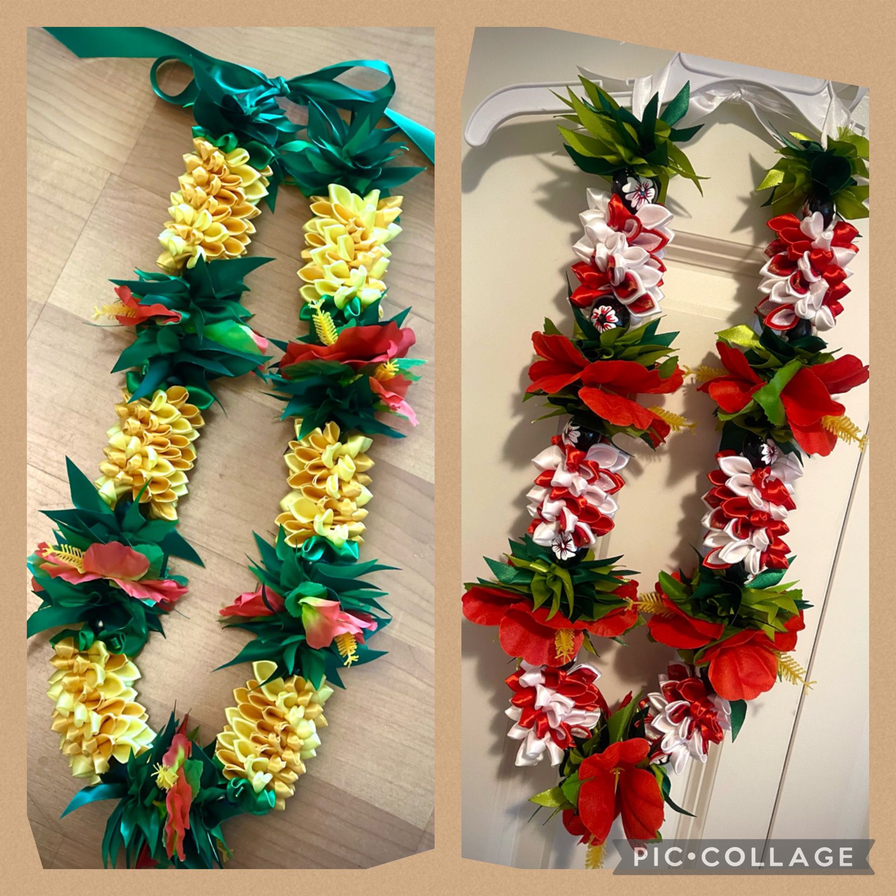 Graduation Pineapple Ribbon Lei 🍍 & Red Lei Set