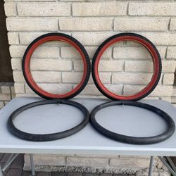 20” Red BMX Tires And Tubes
