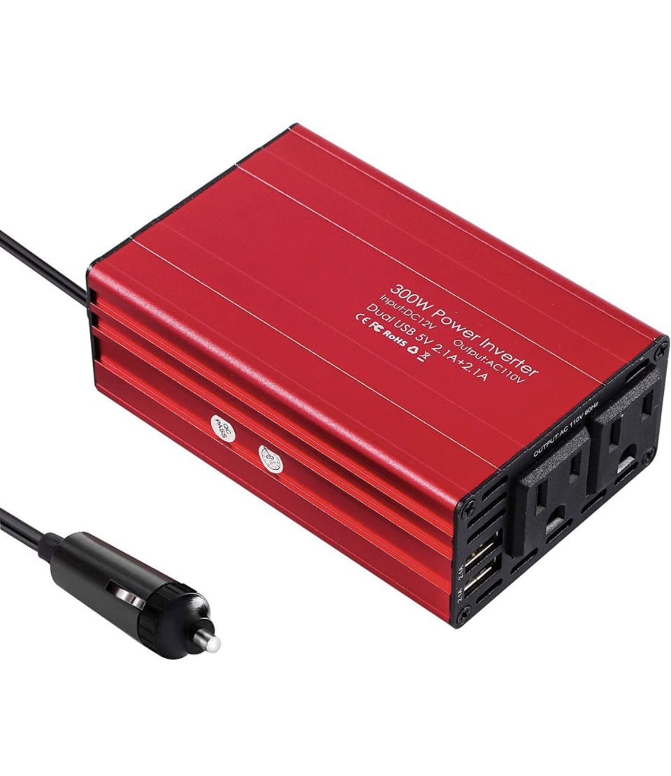 Photo 300W Power Inverter Modified Sine Wave Converter for Home Car RV with AC Outlets Converter DC 12V in to AC 110V Out