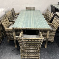 Patio Furniture Dinning Table Set 8 Seating 