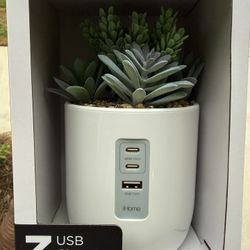 (2)iHome Faux Succulent Plant Charger 3 USB Ports