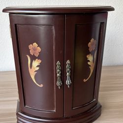 Vintage Wooden Jewelry Box With Glass Window Jewelry Organizer with 3 Drawers