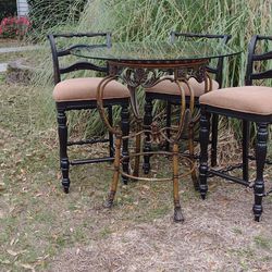 Glass Top 4 Seat Bar Table & Chairs. 