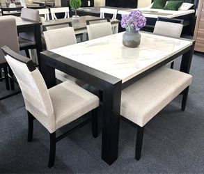 6 pc faux marble Dining set