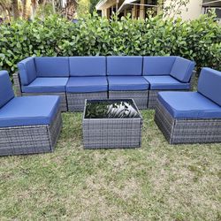 Brand New Blue And Gray Outdoor Patio Furniture Set 