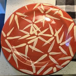5 New Julie Ueland 13 inch Large Brown Bamboo Pattern Dinner Plates